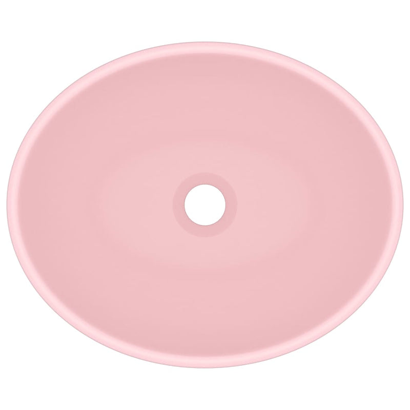 vidaXL Luxury Basin Oval-shaped Matt Pink 40x33 cm Ceramic
