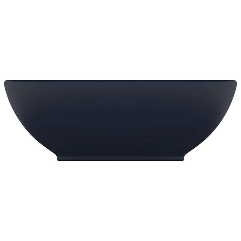 Luxury Basin Oval-shaped Matt Dark Blue 40x33 cm Ceramic