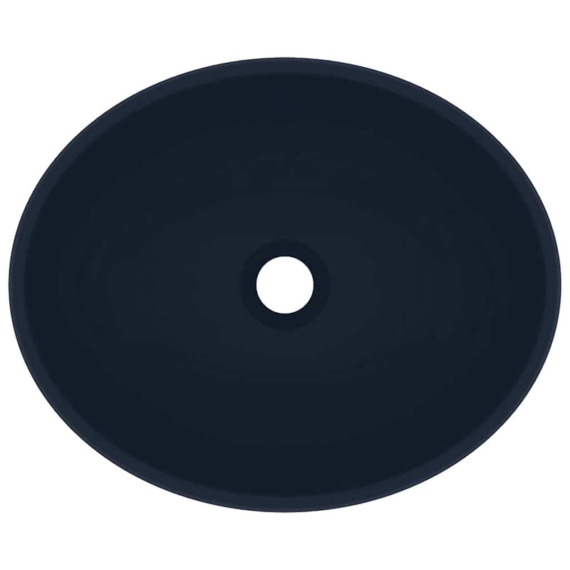 Luxury Basin Oval-shaped Matt Dark Blue 40x33 cm Ceramic
