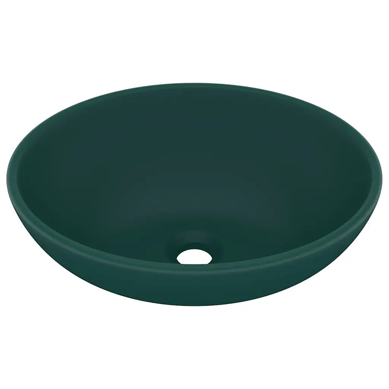 Luxury Basin Oval-shaped Matt Dark Green 40x33 cm Ceramic
