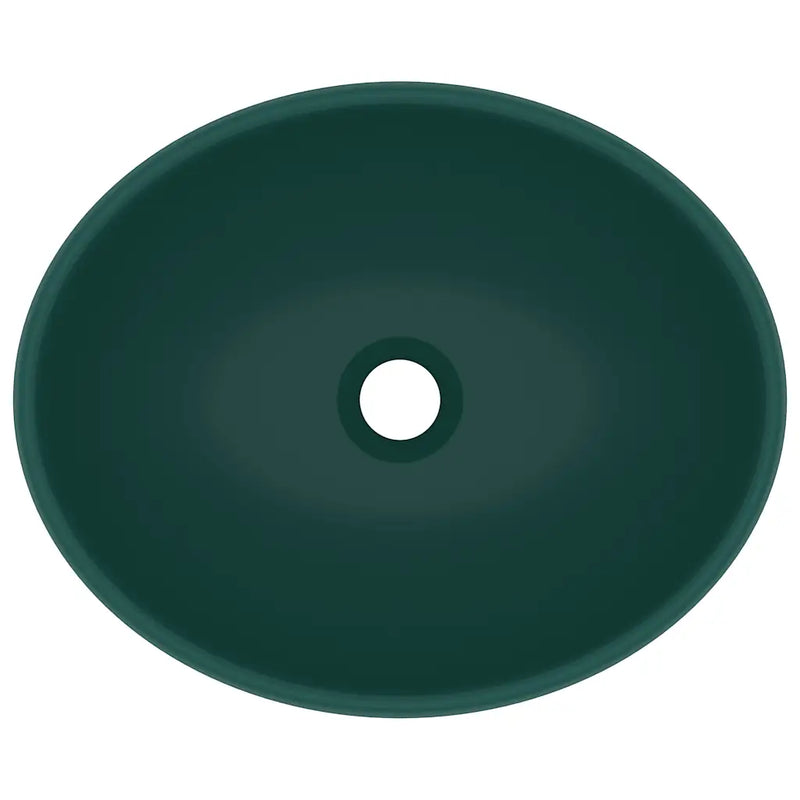 Luxury Basin Oval-shaped Matt Dark Green 40x33 cm Ceramic