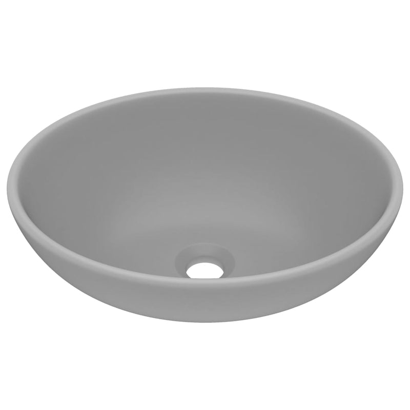 vidaXL Luxury Basin Oval-shaped Matt Light Grey 40x33 cm Ceramic