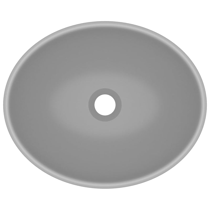 vidaXL Luxury Basin Oval-shaped Matt Light Grey 40x33 cm Ceramic