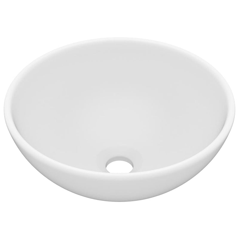vidaXL Luxury Bathroom Basin Round Matt White 32.5x14 cm Ceramic