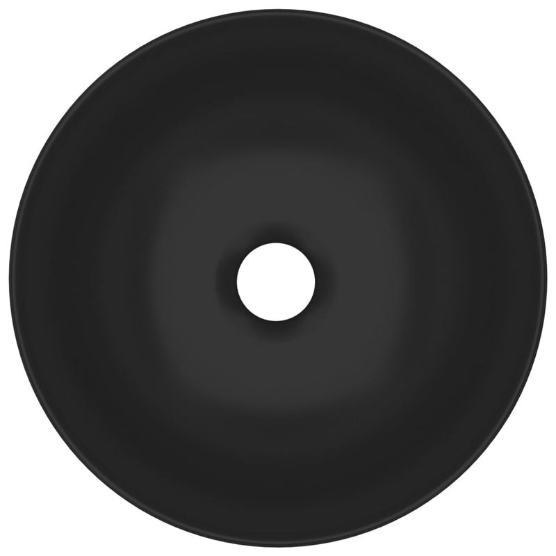 vidaXL Bathroom Sink Ceramic Matt Black Round