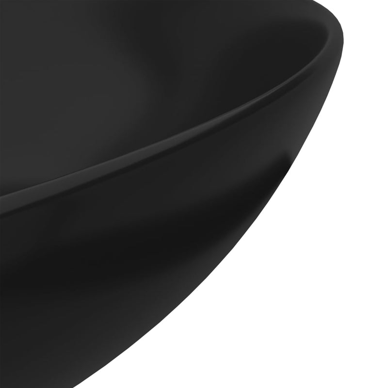 vidaXL Bathroom Sink Ceramic Matt Black Round