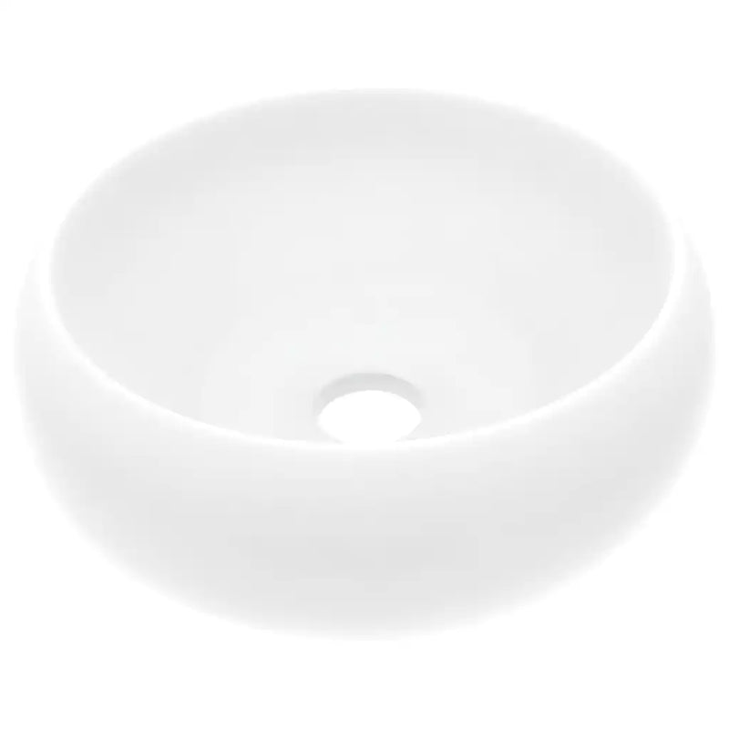 Luxury Wash Basin Round Matt White 40x15 cm Ceramic