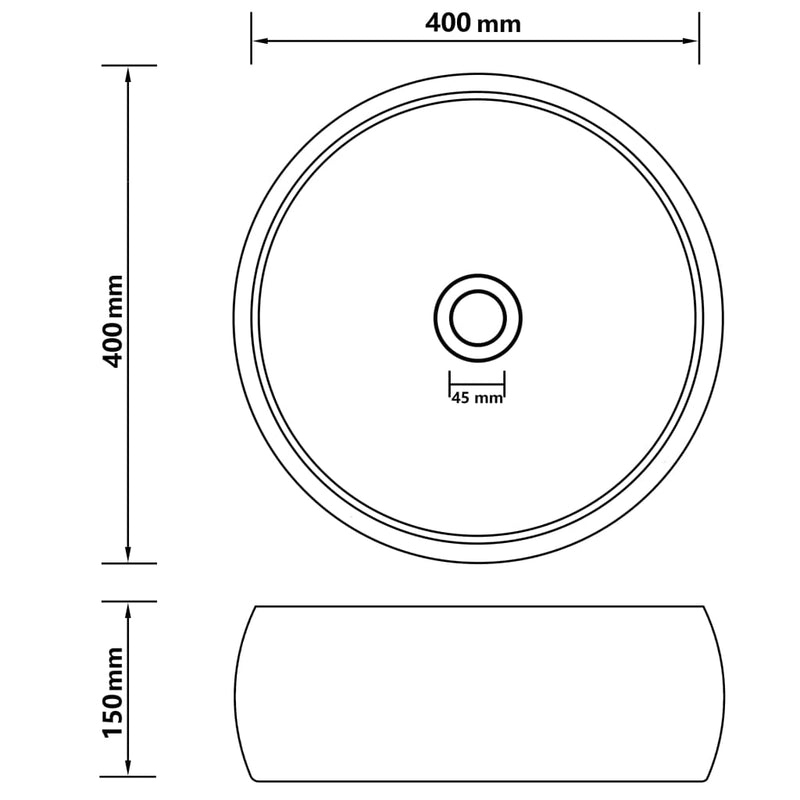 vidaXL Luxury Wash Basin Round Matt Black 40x15 cm Ceramic