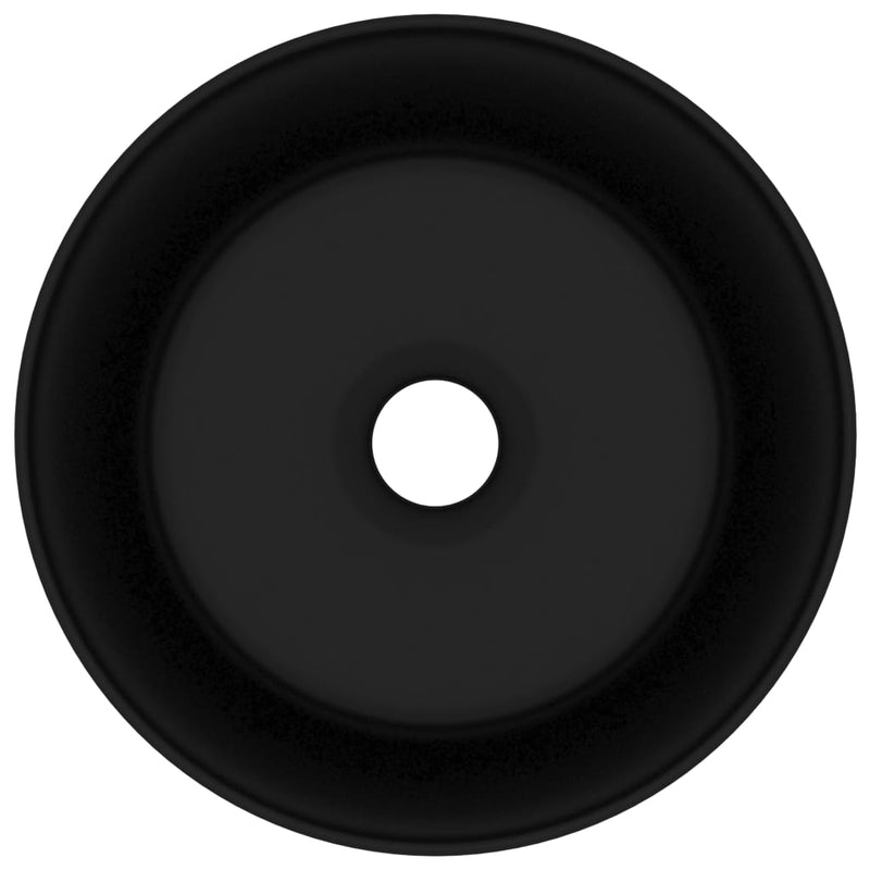 vidaXL Luxury Wash Basin Round Matt Black 40x15 cm Ceramic
