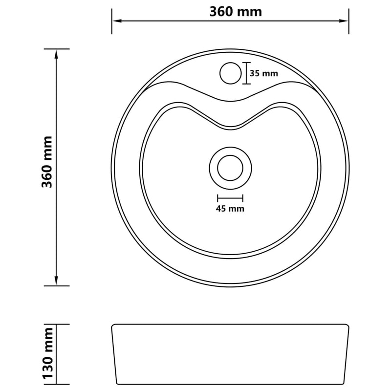 vidaXL Luxury Wash Basin with Overflow Matt White 36x13 cm Ceramic