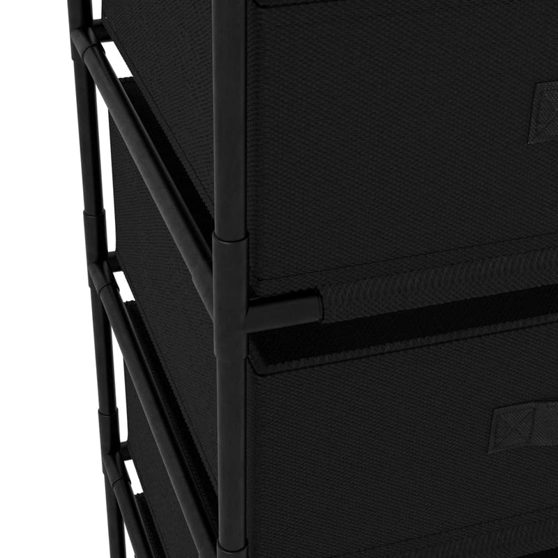 vidaXL Storage Rack with 4 Fabric Baskets Steel Black