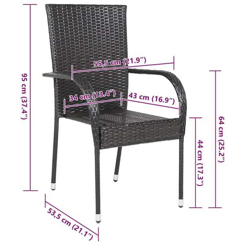 vidaXL Stackable Outdoor Chairs 4 pcs Poly Rattan Brown