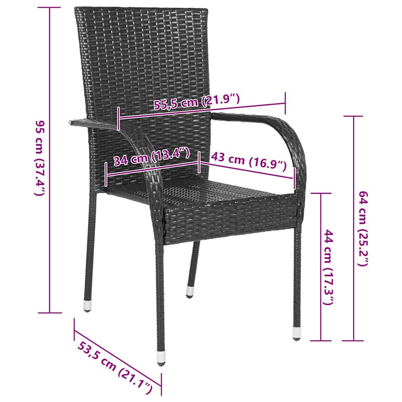 vidaXL Stackable Outdoor Chairs 4 pcs Poly Rattan Black