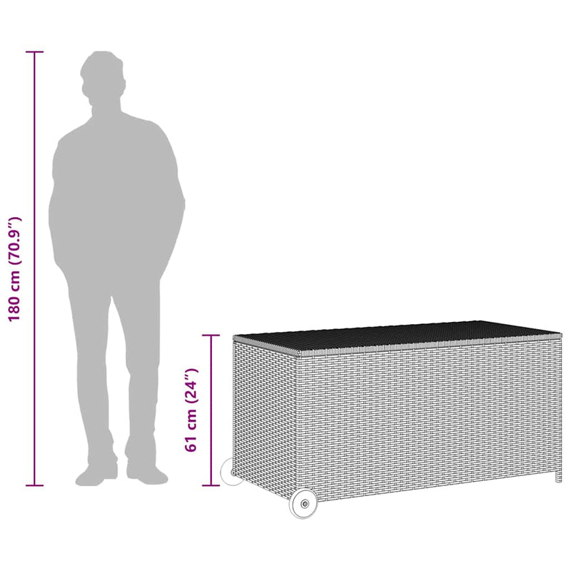 vidaXL Garden Storage Box Light Grey 120x65x115 cm Poly Rattan