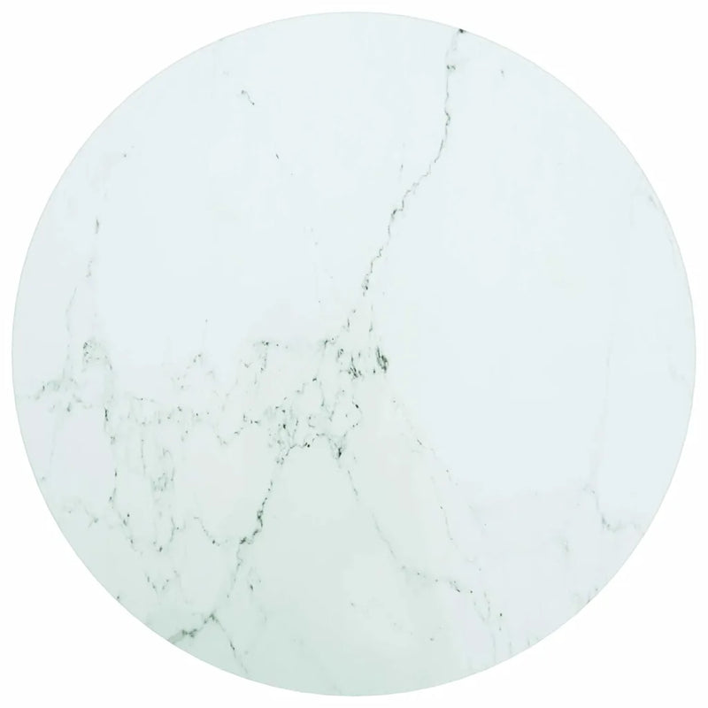 Table Top White ��50x0.8 cm Tempered Glass with Marble Design
