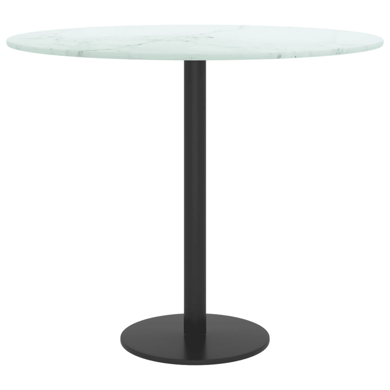 Table Top White ��50x0.8 cm Tempered Glass with Marble Design