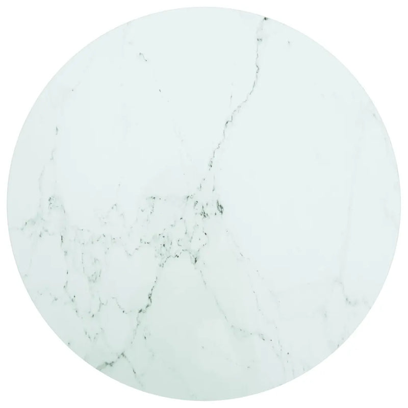 Table Top White ��70x0.8 cm Tempered Glass with Marble Design