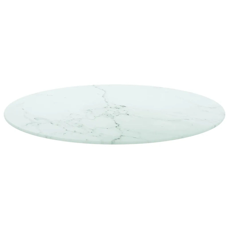 Table Top White ��70x0.8 cm Tempered Glass with Marble Design