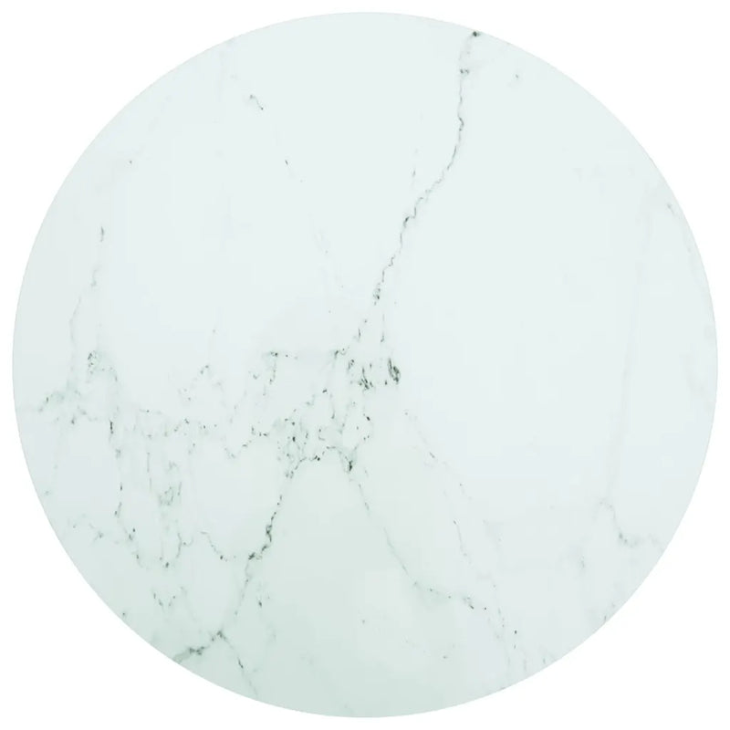 Table Top White ��80x1 cm Tempered Glass with Marble Design