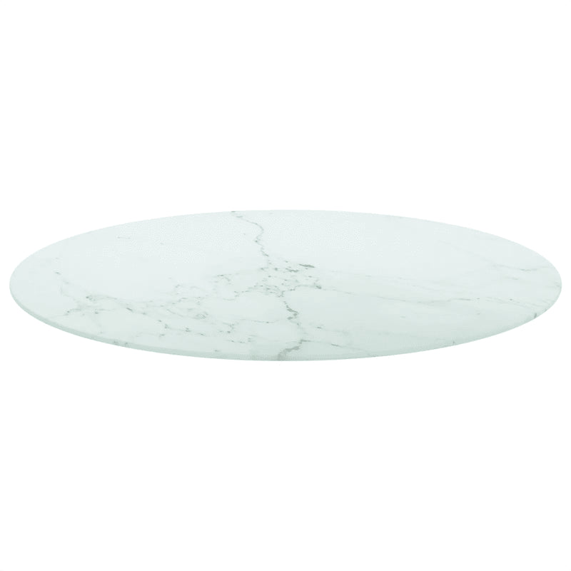 Table Top White ��80x1 cm Tempered Glass with Marble Design