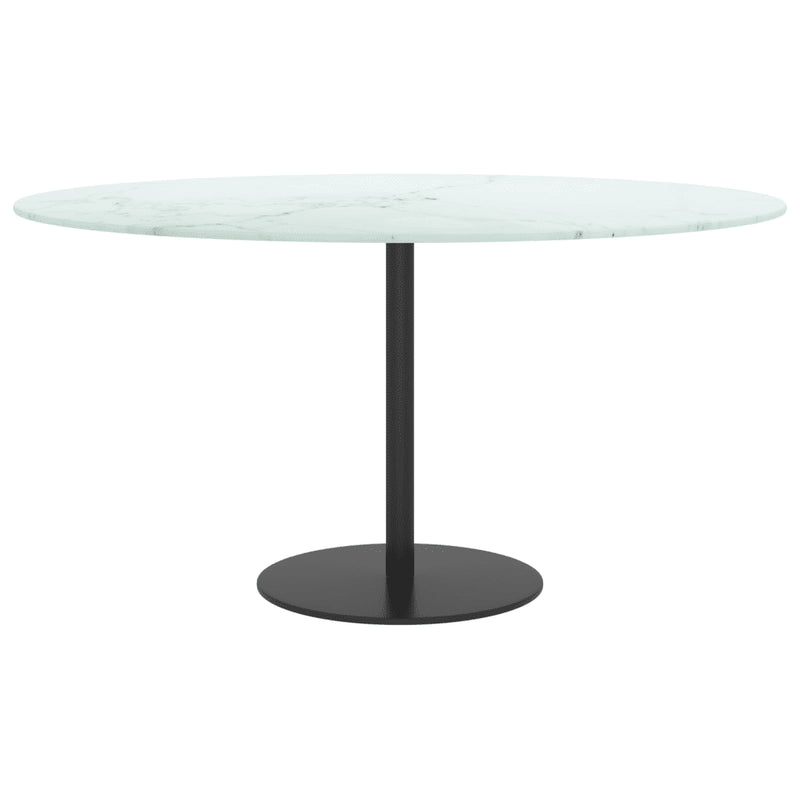 Table Top White ��80x1 cm Tempered Glass with Marble Design