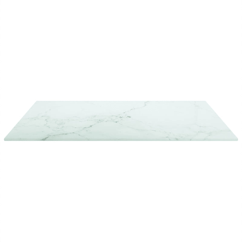Table Top White 60x60 cm 6 mm Tempered Glass with Marble Design