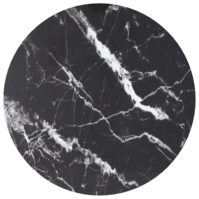Table Top Black ��40x0.8 cm Tempered Glass with Marble Design