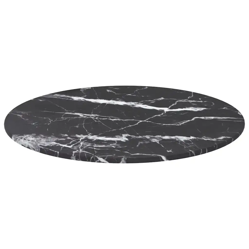 Table Top Black ��40x0.8 cm Tempered Glass with Marble Design