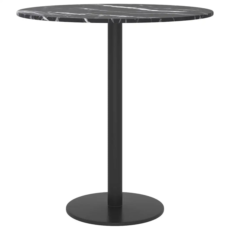 Table Top Black ��40x0.8 cm Tempered Glass with Marble Design