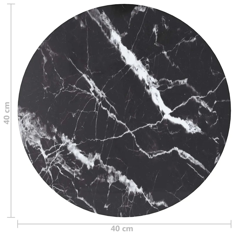 Table Top Black ��40x0.8 cm Tempered Glass with Marble Design
