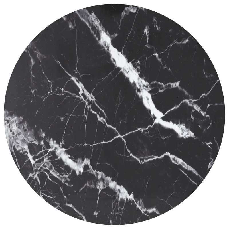Table Top Black ��50x0.8 cm Tempered Glass with Marble Design