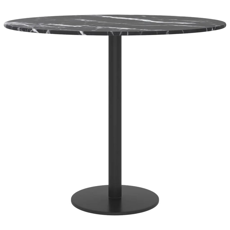 Table Top Black ��50x0.8 cm Tempered Glass with Marble Design