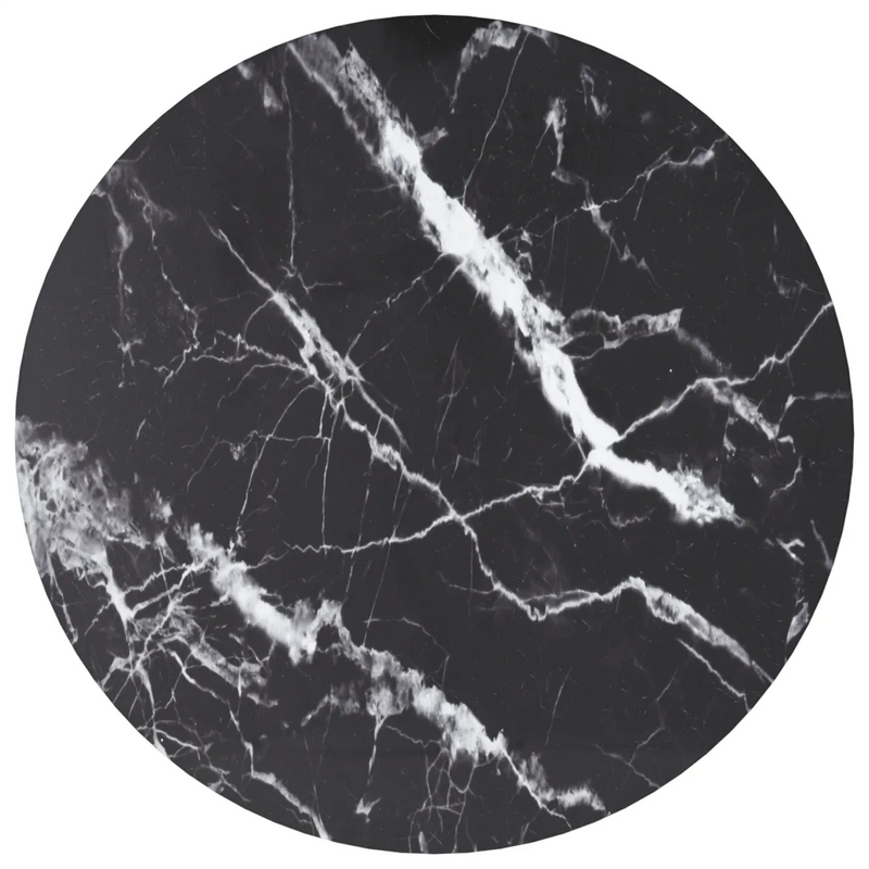 Table Top Black ��60x0.8 cm Tempered Glass with Marble Design