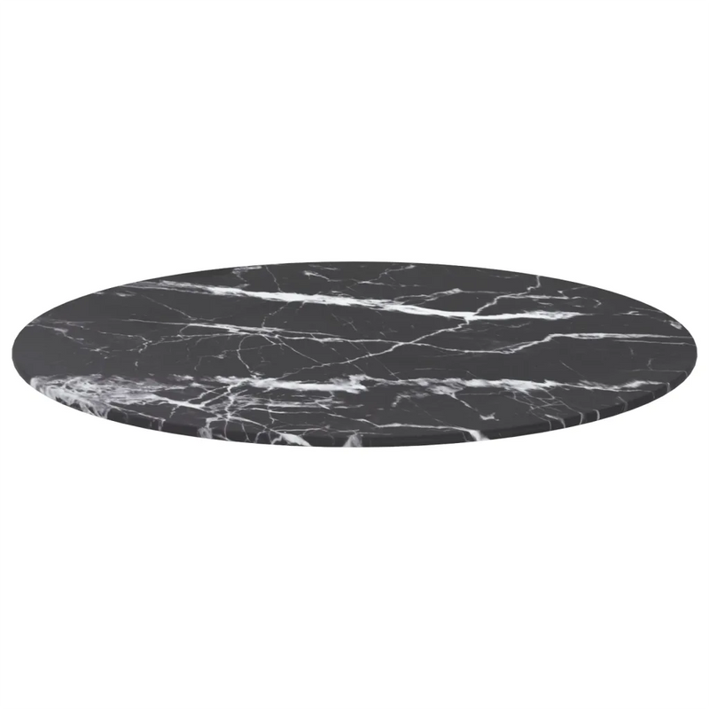 Table Top Black ��60x0.8 cm Tempered Glass with Marble Design