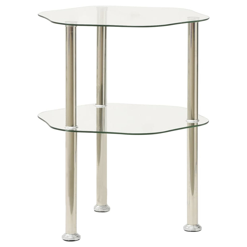 2-Tier Side Table Transparent 38x38x50 cm Tempered Glass