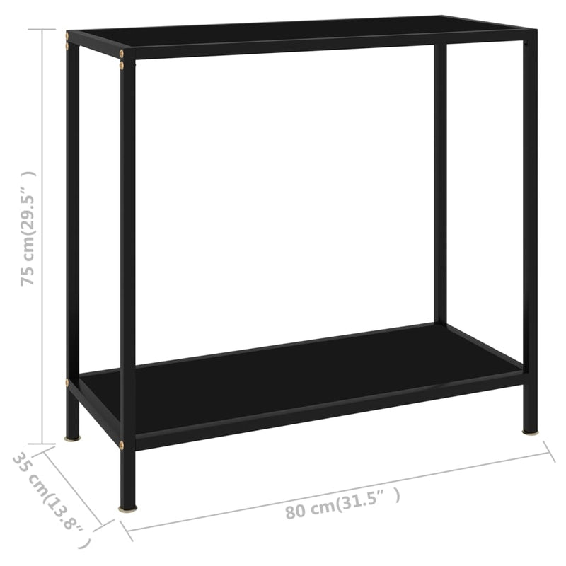 Console Table Black 80x35x75 cm Tempered Glass