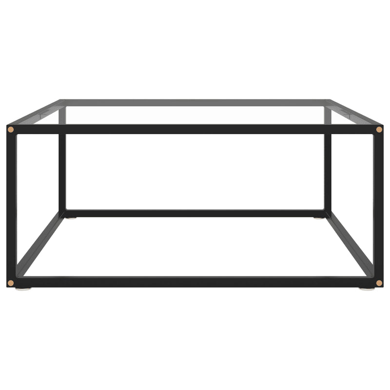 Coffee Table Black with Tempered Glass 80x80x35 cm