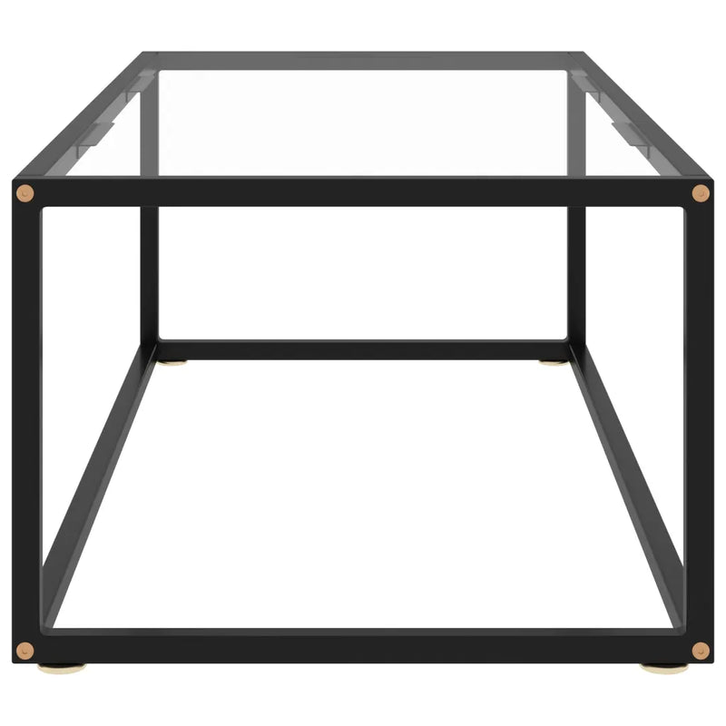Coffee Table Black with Tempered Glass 100x50x35 cm
