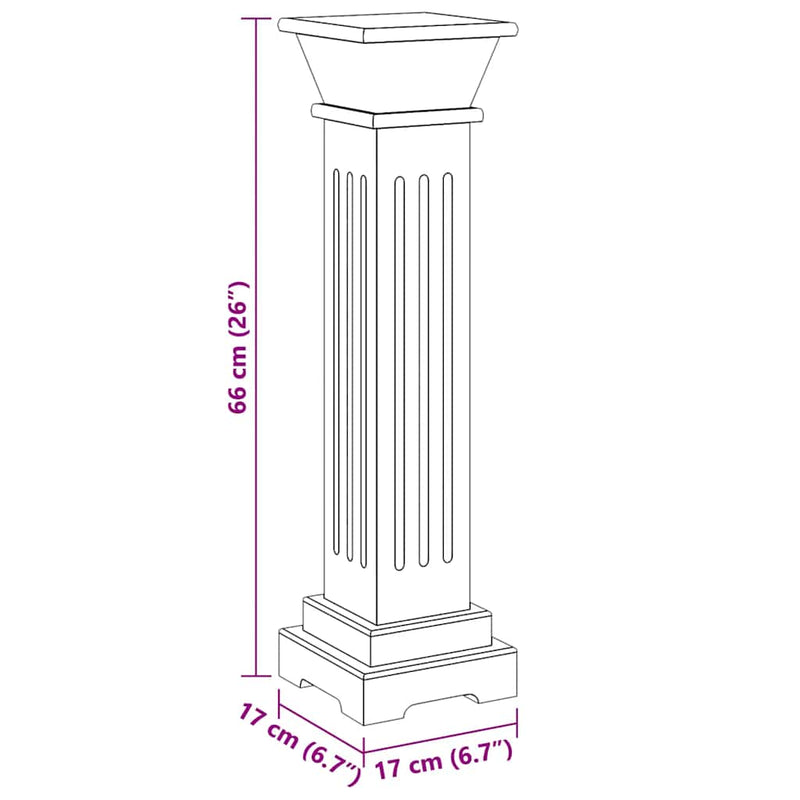 Classic Square Pillar Plant Stand Black 17x17x66 cm MDF