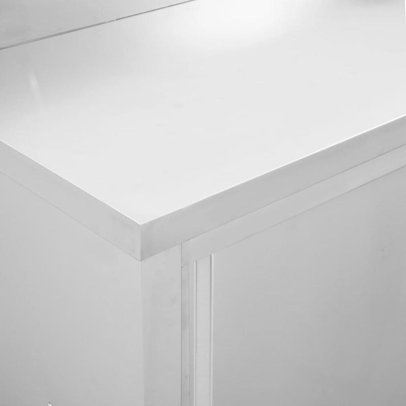vidaXL Work Tables with Sliding Doors 2pcs 240x50x(95-97)cm Stainless Steel