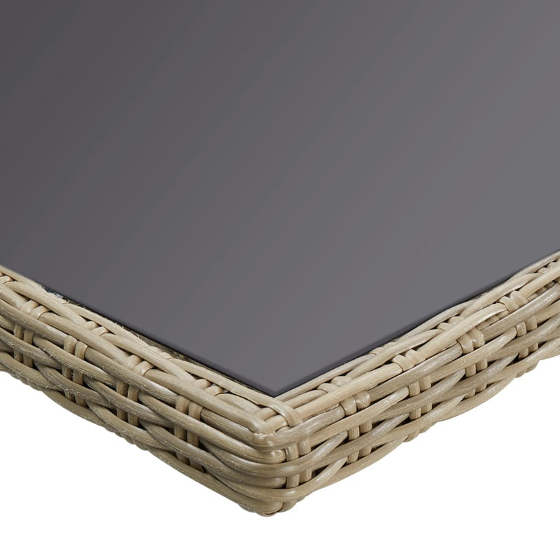 vidaXL Garden Dining Table Brown 200x100x74 cm Glass and Poly Rattan