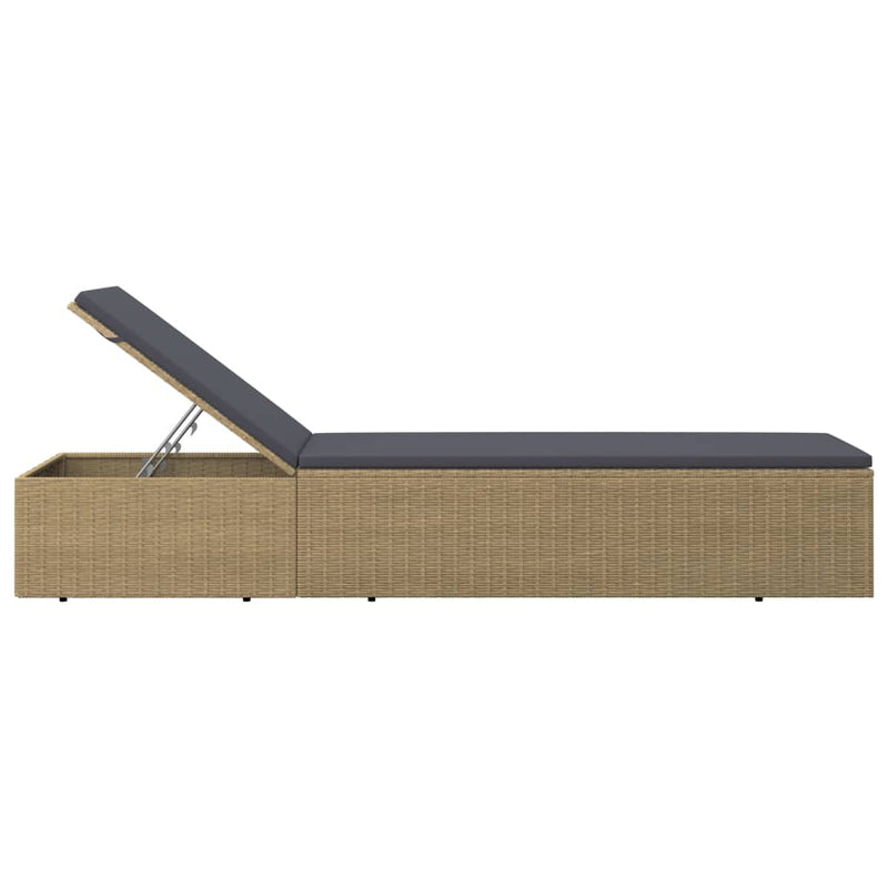 vidaXL Sunlounger Poly Rattan Brown and Dark Grey