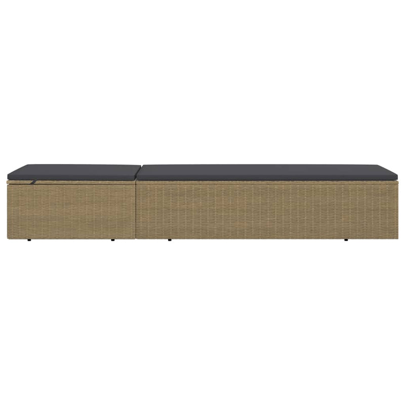 vidaXL Sunlounger Poly Rattan Brown and Dark Grey