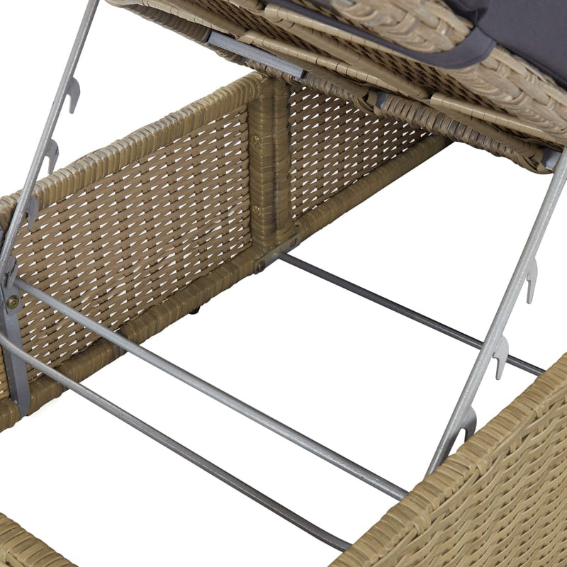 vidaXL Sunlounger Poly Rattan Brown and Dark Grey