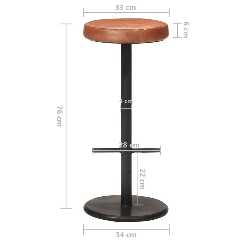 Bar Stools 2 pcs Brown Real Leather