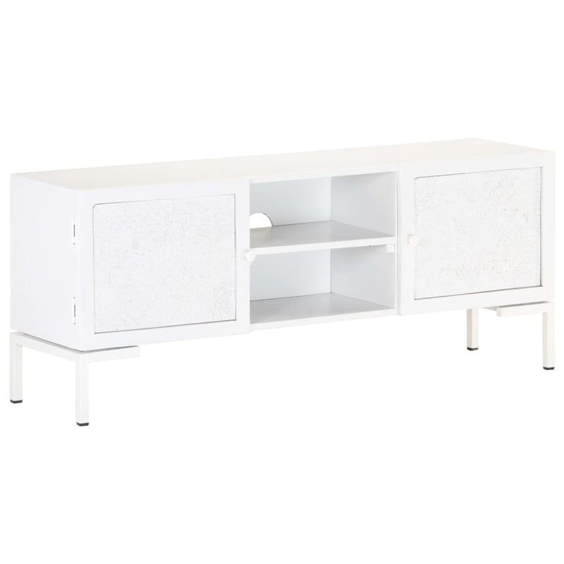 vidaXL TV Cabinet White 115x30x46 cm Solid Mango Wood