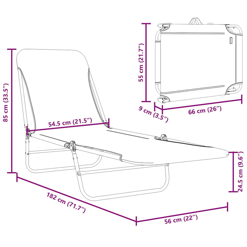vidaXL Folding Sun Loungers 2 pcs Steel and Fabric Green