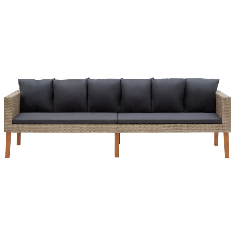 vidaXL 3-Seater Garden Sofa with Cushions Poly Rattan Beige