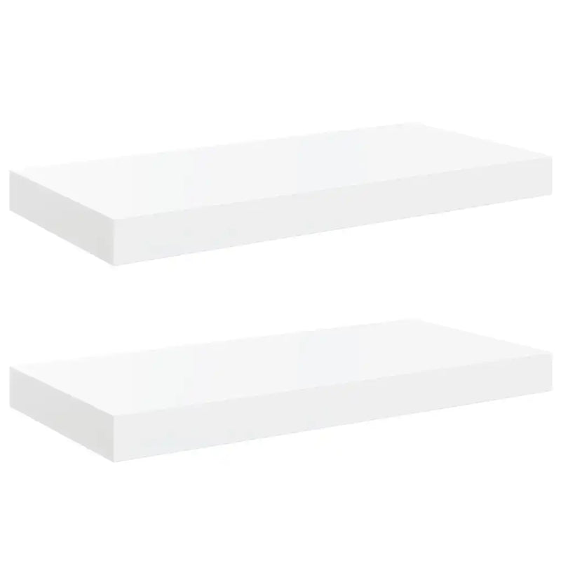Floating Wall Shelves 2 pcs High Gloss White 50x23x3.8 cm MDF