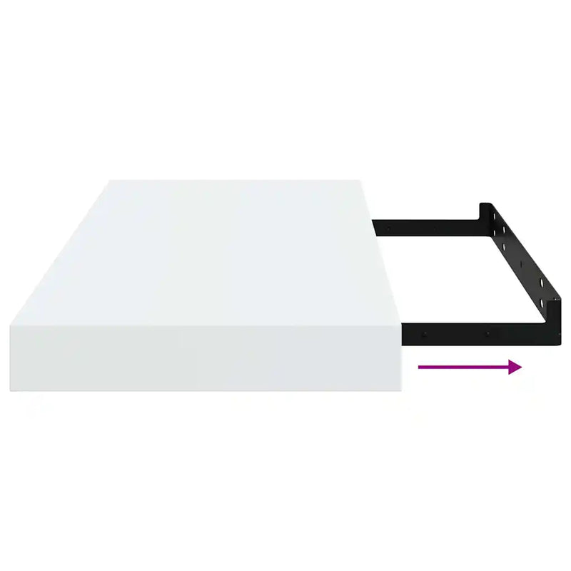 Floating Wall Shelves 2 pcs High Gloss White 50x23x3.8 cm MDF
